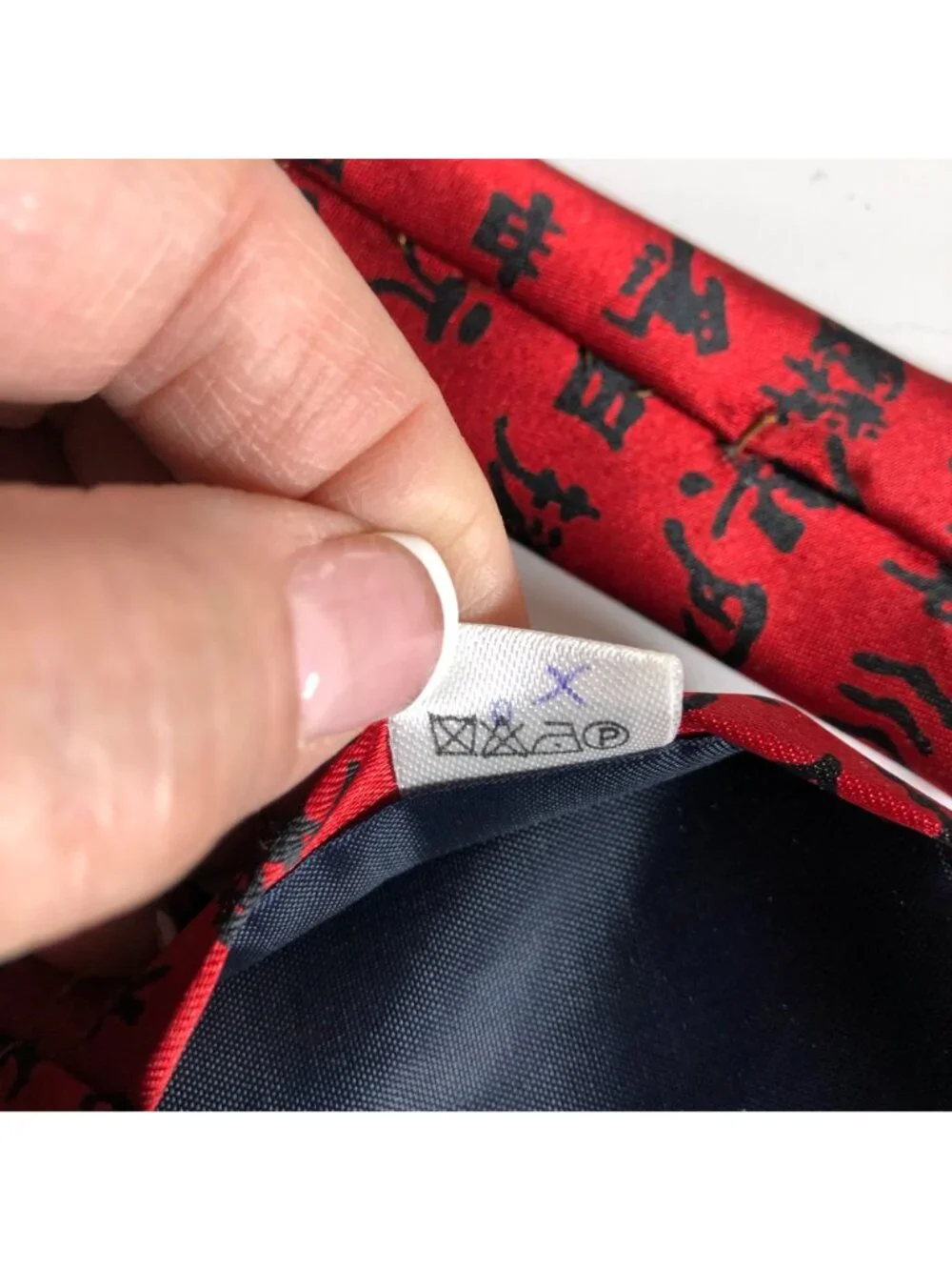 Asian-Inspired Symbols Silk Tie Red Black Mens Necktie Office Work Formal Gift